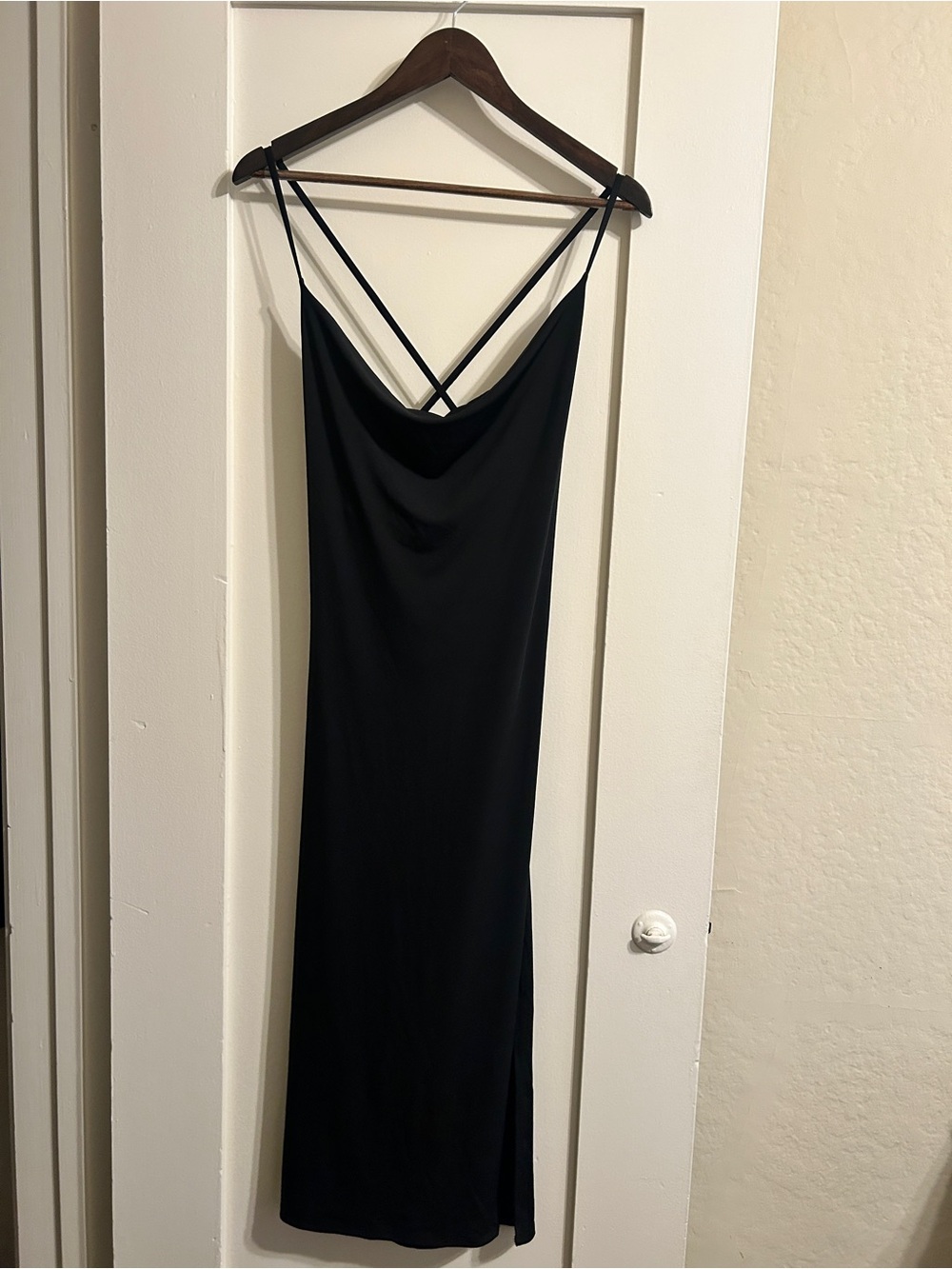 Abercrombie & Fitch Black Cowl-Neck Slip Midi Dress